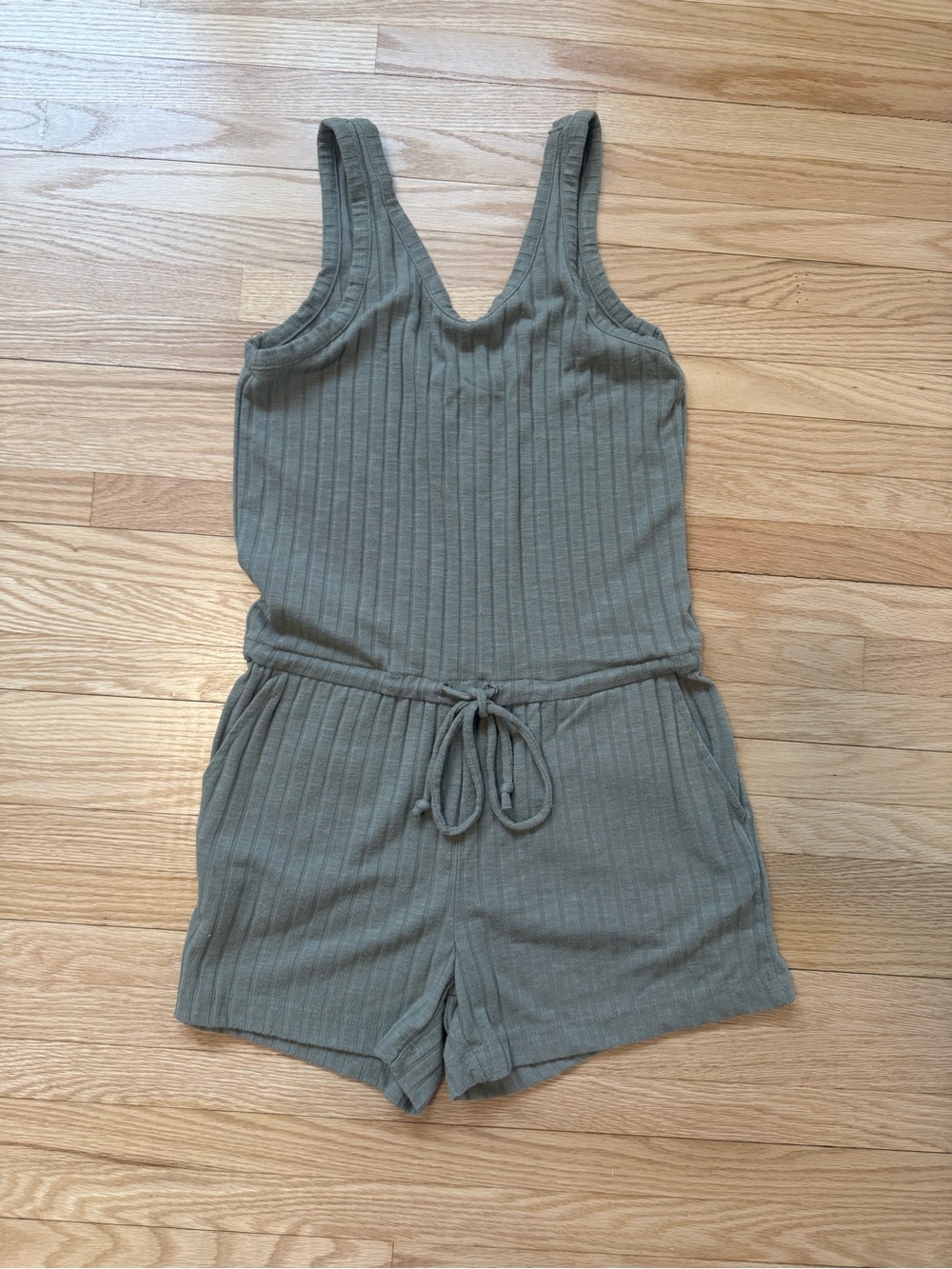 Kids Ribbed Olive Green One-Piece Romper